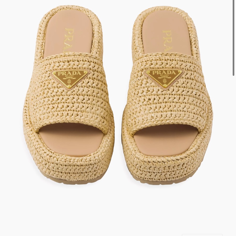 PRADA crochet flatform slides